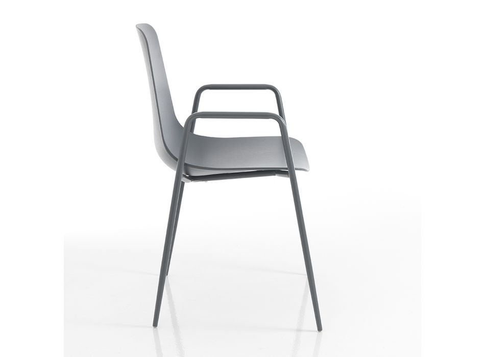 Polypropylene Kitchen Chair with Steel Legs 4 Pieces - Pinga Viadurini