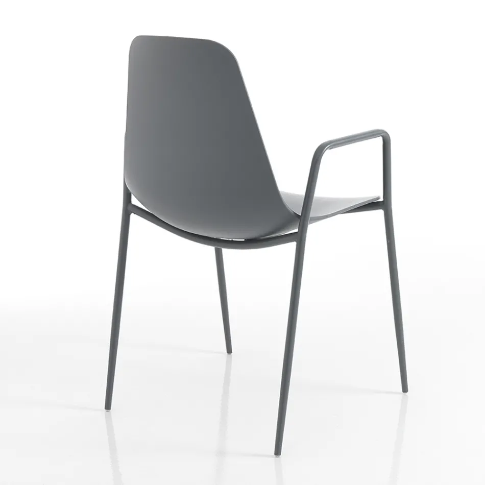 Polypropylene Kitchen Chair with Steel Legs 4 Pieces - Pinga Viadurini