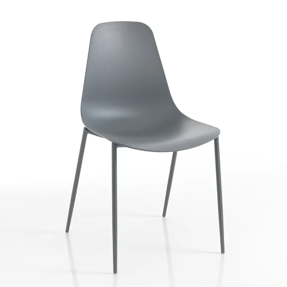 Kitchen Chair in Polypropylene with Steel Legs 4 Pieces - Pinga Viadurini
