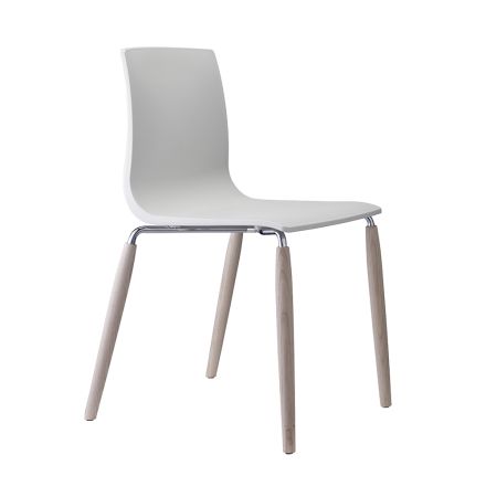 Kitchen Chair in Technopolymer and Wood Made in Italy 2 Pieces - Garland Viadurini