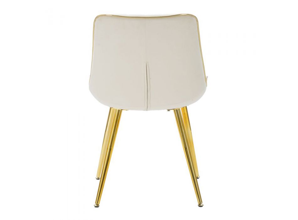 Fabric Kitchen Chair with Golden Metal Legs, 2 Pieces - Ezia Viadurini
