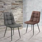 Fabric Kitchen Chair with Black Metal Legs 4 Pieces - Light Blue Viadurini