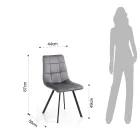 Fabric Kitchen Chair with Black Metal Legs 4 Pieces - Light Blue Viadurini