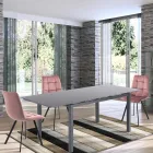 Fabric Kitchen Chair with Black Metal Legs 4 Pieces - Light Blue Viadurini