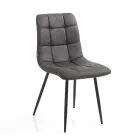 Fabric Kitchen Chair with Black Metal Legs 4 Pieces - Light Blue Viadurini