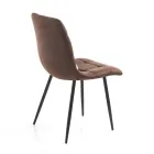 Fabric Kitchen Chair with Black Metal Legs 4 Pieces - Light Blue Viadurini