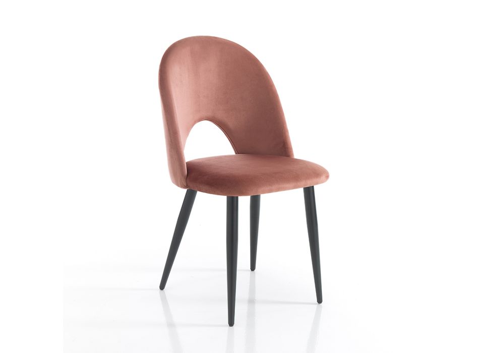 Kitchen Chair in Velvet Effect Fabric and Metal 4 Pieces - Renetta Viadurini