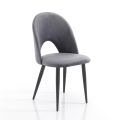 Kitchen Chair in Velvet Effect Fabric and Metal 4 Pieces - Renetta