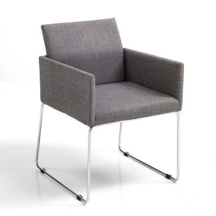 Kitchen Chair in Gray Fabric with Metal Base 2 Pieces - Shutter Viadurini