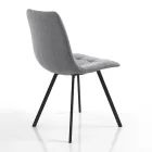 Kitchen Chair in Gray Fabric and Matt Black Steel 4 Pieces - Ventura Viadurini