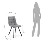 Kitchen Chair in Gray Fabric and Matt Black Steel 4 Pieces - Ventura Viadurini