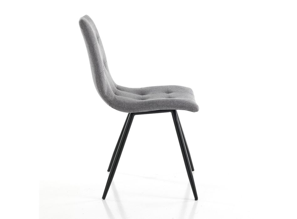 Kitchen Chair in Gray Fabric and Matt Black Metal 2 Pieces - Scirocco Viadurini