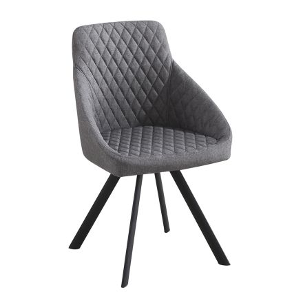 Kitchen Chair in Gray Fabric and Matt Black Metal 4 Pieces - Mantova Viadurini