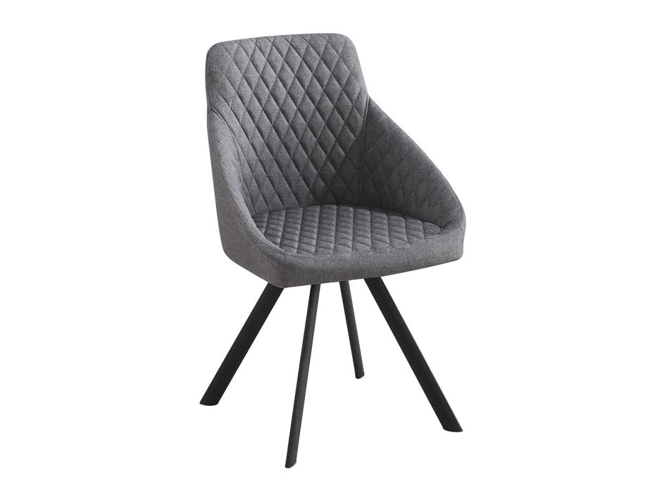 Kitchen Chair in Gray Fabric and Matt Black Metal 4 Pieces - Mantova Viadurini