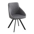 Kitchen Chair in Gray Fabric and Matt Black Metal 4 Pieces - Mantova