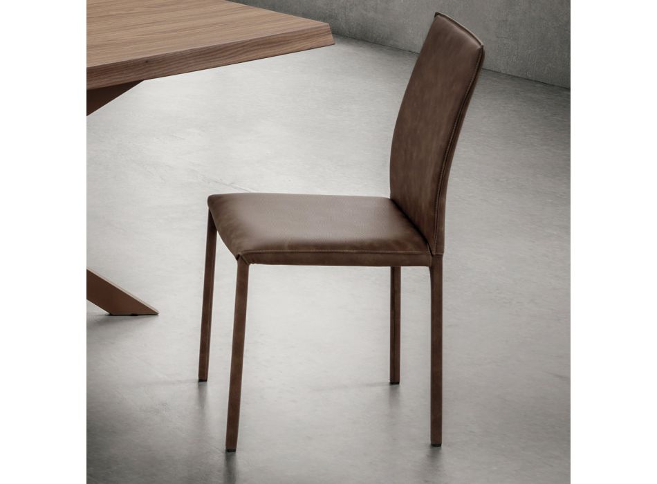 Kitchen Chair Entirely Upholstered in Eco-Leather Made in Italy, 2 Pieces - Maria Viadurini