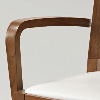 Beech Wood Kitchen Chair Eco-leather Seat with Armrests - Florent