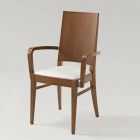 Beech Wood Kitchen Chair Faux Leather Seat with Armrests - Florent Viadurini