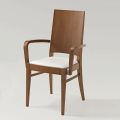 Beech Wood Kitchen Chair Faux Leather Seat with Armrests - Florent