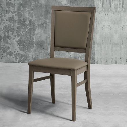 Modern Kitchen Chair in Wood and Ecoleather Design Made in Italy - Taver Viadurini