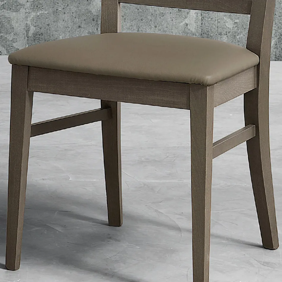 Modern Kitchen Chair in Wood and Ecoleather Design Made in Italy - Taver Viadurini