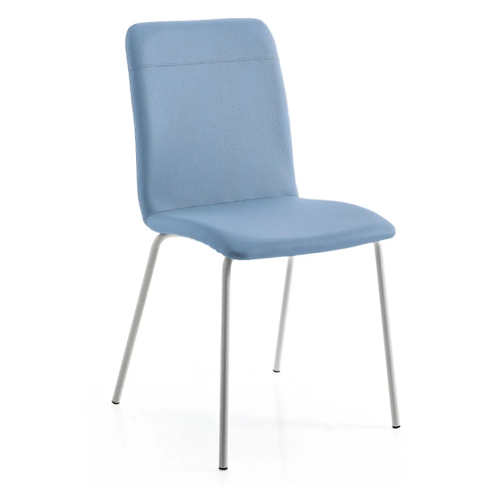 Kitchen or Living Room Chair in Colored Faux Leather and Metal Design - Hermione Viadurini