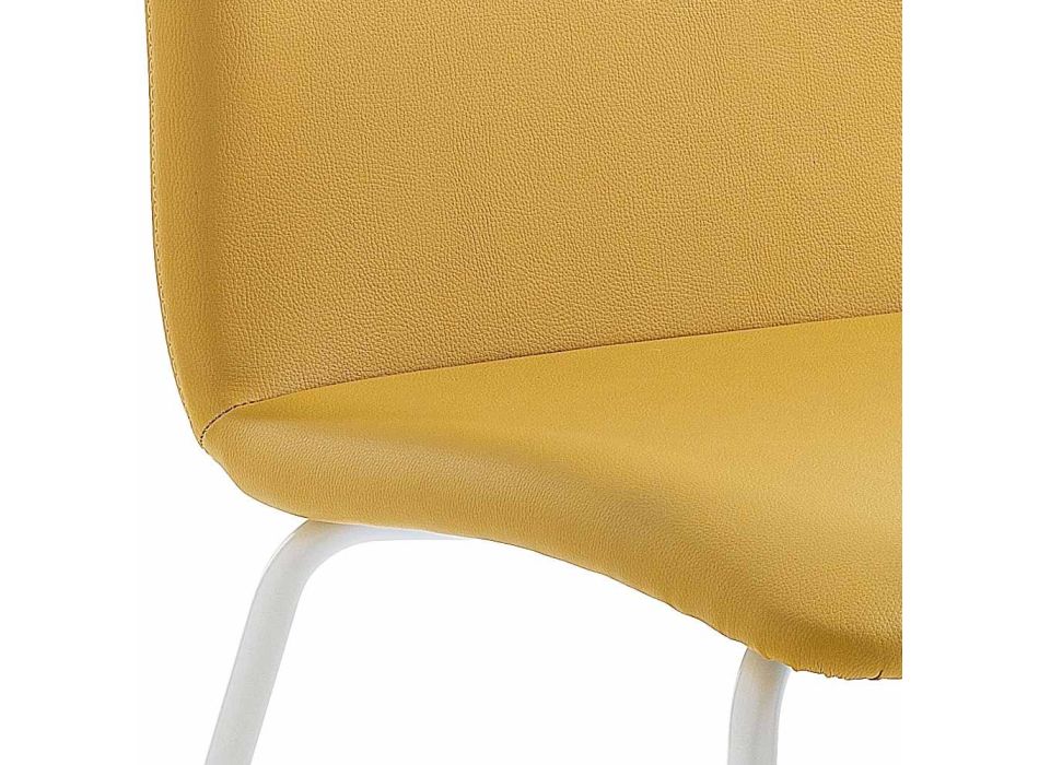 Kitchen or Living Room Chair in Colored Faux Leather and Metal Design - Hermione Viadurini