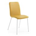 Kitchen or Living Room Chair in Colored Faux Leather and Metal Design - Hermione