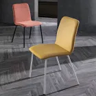 Kitchen or Living Room Chair in Colored Faux Leather and Metal Design - Hermione Viadurini