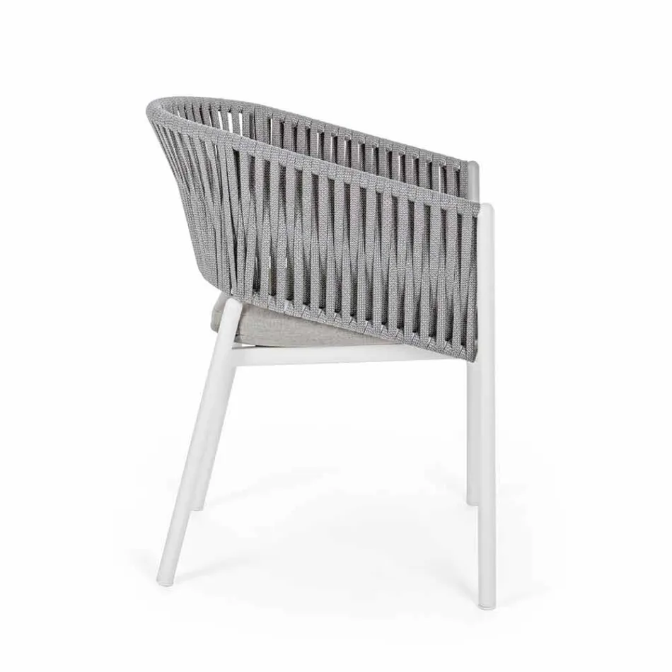 Outdoor Chair with Armrests in White and Gray Aluminum Homemotion - Rubio Viadurini