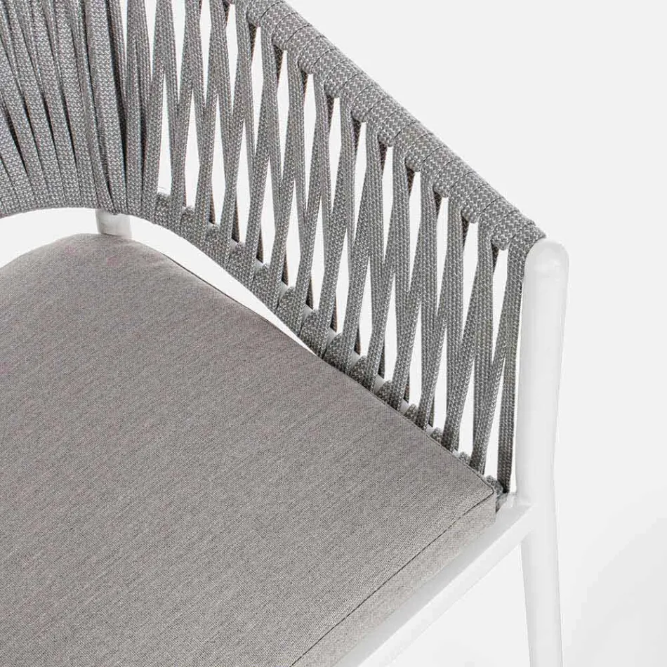 Outdoor Chair with Armrests in White and Gray Aluminum Homemotion - Rubio Viadurini