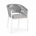 Outdoor Chair with Armrests in White and Gray Aluminum Homemotion - Rubio