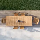 Outdoor Chair with Armrests in Teak Wood - Marie Viadurini