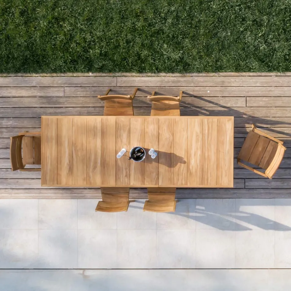 Outdoor Chair with Armrests in Teak Wood - Marie Viadurini