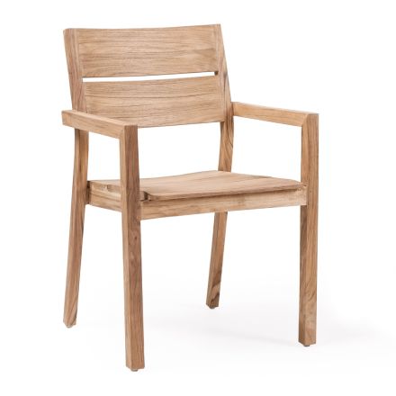 Outdoor Chair with Armrests in Teak Wood - Marie Viadurini