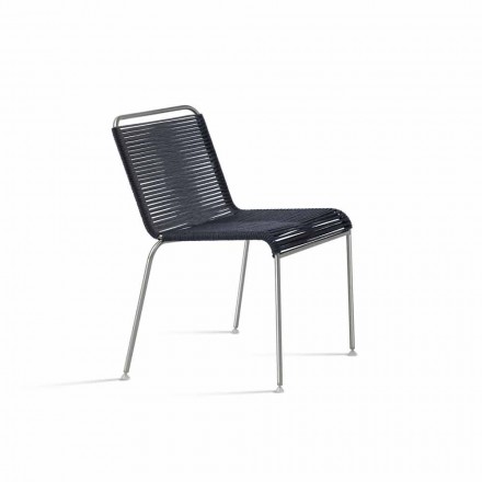 Design Outdoor Chair in Steel and Black Cord Made in Italy - Madagascar1 Viadurini