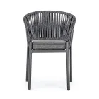 Stackable Outdoor Chair with Fabric Seat, Homemotion 4 Pieces - Aleandro Viadurini