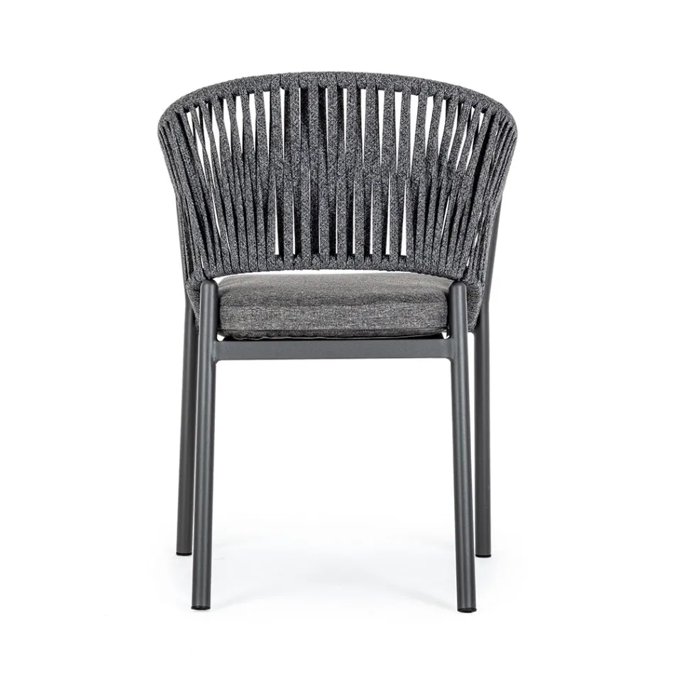 Stackable Outdoor Chair with Fabric Seat, Homemotion 4 Pieces - Aleandro Viadurini