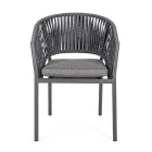 Stackable Outdoor Chair with Fabric Seat, Homemotion 4 Pieces - Aleandro Viadurini