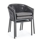 Stackable Outdoor Chair with Fabric Seat, Homemotion 4 Pieces - Aleandro Viadurini