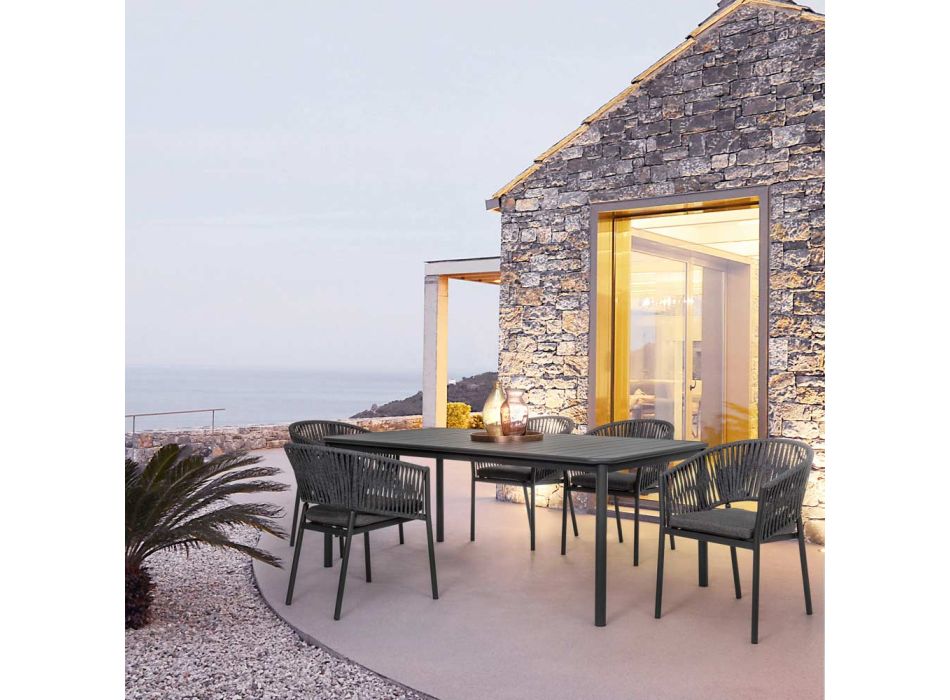 Stackable Outdoor Chair with Fabric Seat, Homemotion 4 Pieces - Aleandro Viadurini