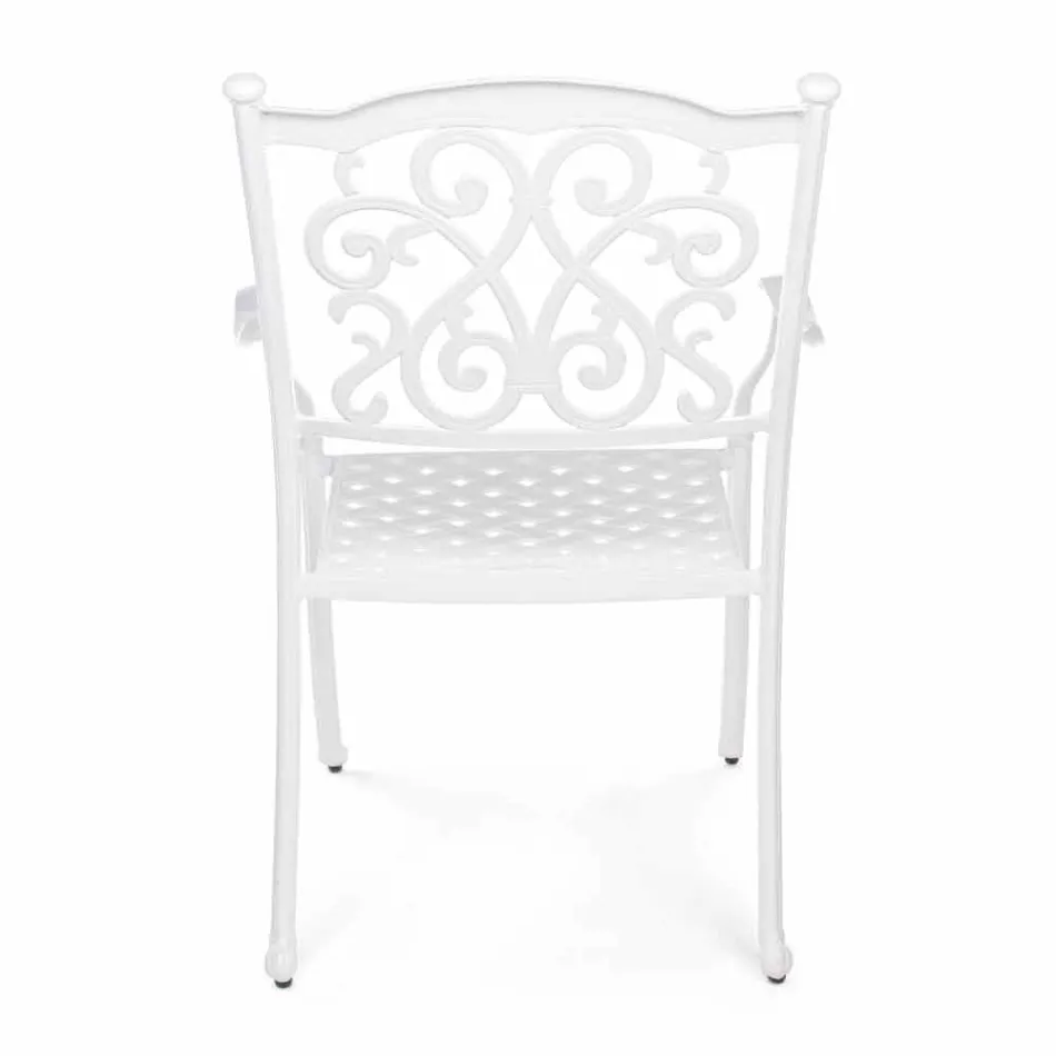 Stackable Outdoor Chair in White or Anthracite Aluminum, 4 Pieces - Ode Viadurini