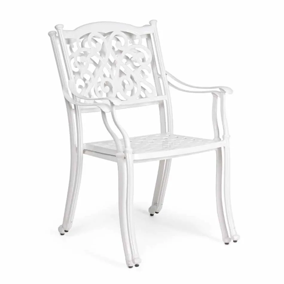 Stackable Outdoor Chair in White or Anthracite Aluminum, 4 Pieces - Ode Viadurini
