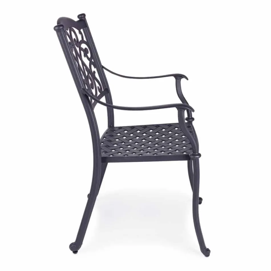 Stackable Outdoor Chair in White or Anthracite Aluminum, 4 Pieces - Ode Viadurini