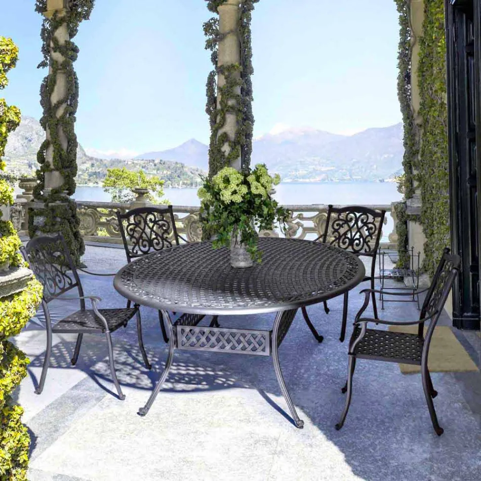 Stackable Outdoor Chair in White or Anthracite Aluminum, 4 Pieces - Ode Viadurini