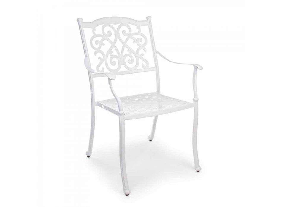 Stackable Outdoor Chair in White or Anthracite Aluminum, 4 Pieces - Ode Viadurini