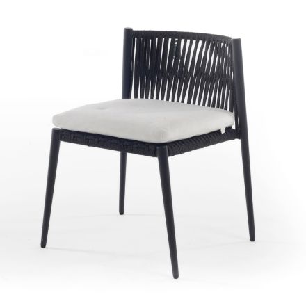 Outdoor Stackable Chair in Aluminum and Rope Made in Italy - Nymeria Viadurini