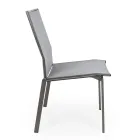 Stackable Outdoor Chair in Aluminum and Textilene, Homemotion 4 Pieces - Serge Viadurini
