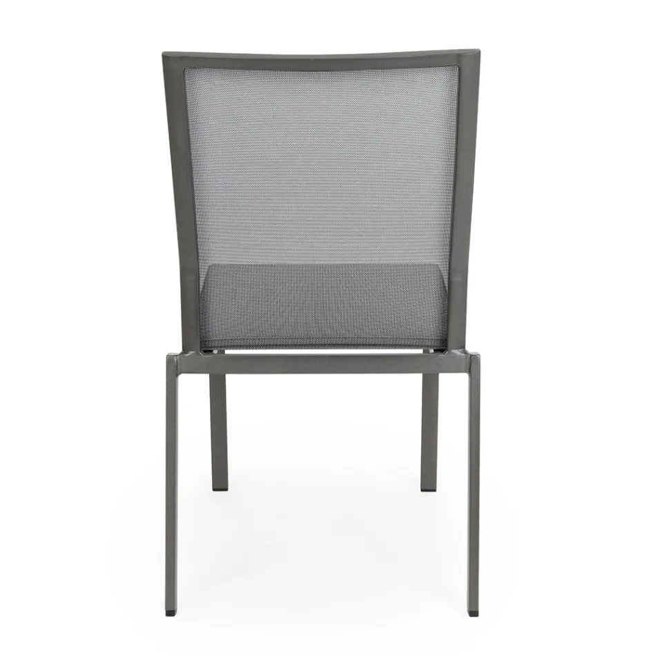 Stackable Outdoor Chair in Aluminum and Textilene, Homemotion 4 Pieces - Serge Viadurini