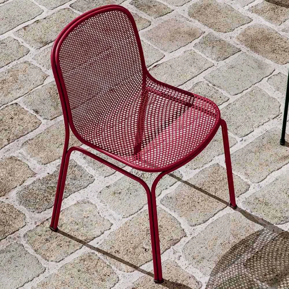 Outdoor Stackable Metal Chair Made in Italy, 4 Pieces - Prunella Viadurini